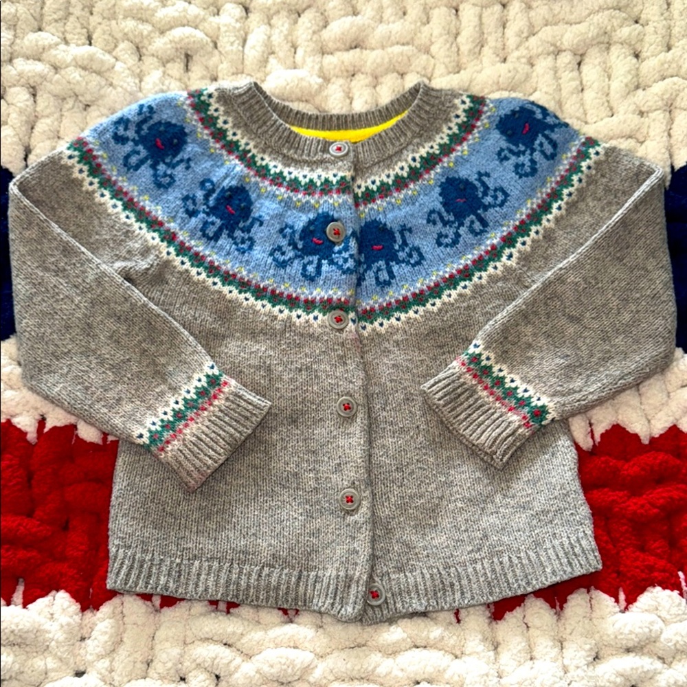 GUC mini boden cardigan size 2-3 🐙 my son & daughter both wore this 💙🩷 so cute